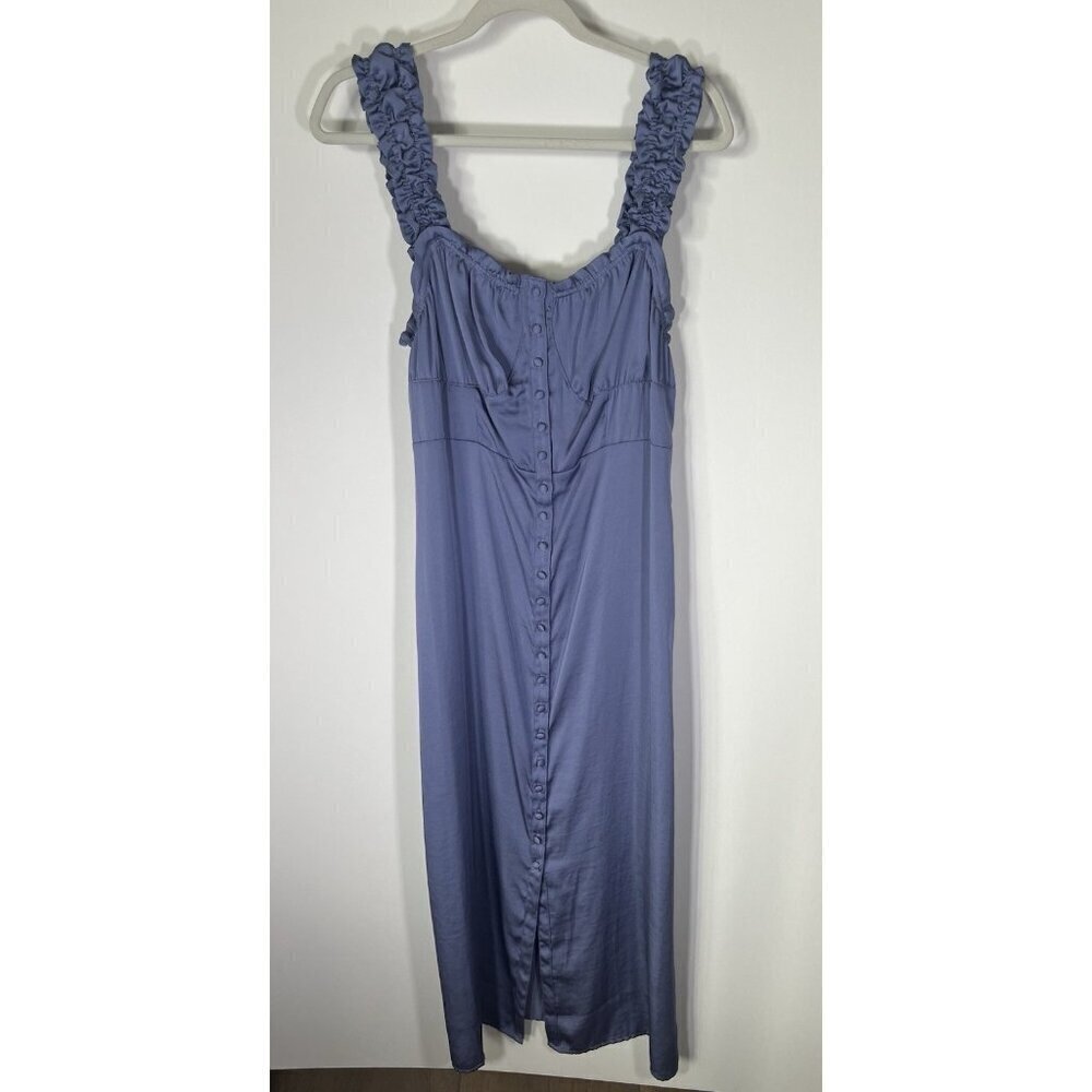 FREE PEOPLE purple milkmaid babydoll button-up midi dress L smocked wedding